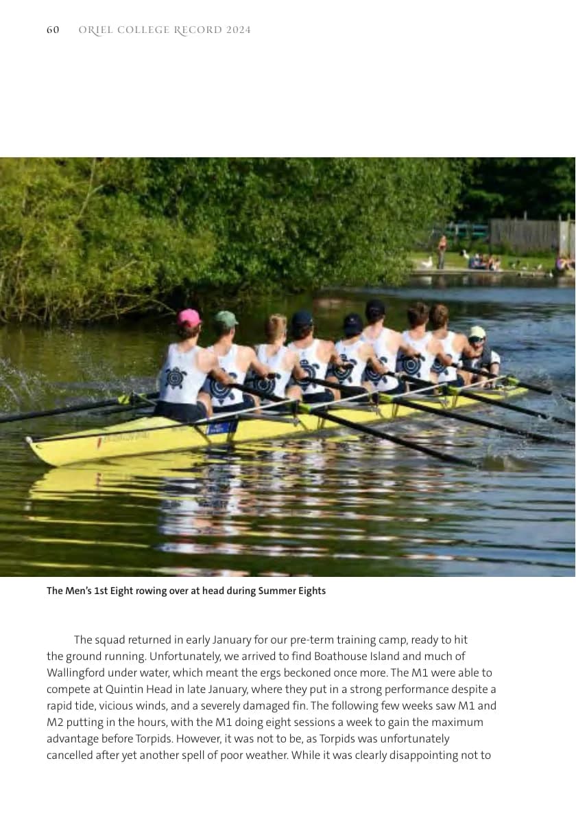 Men's Rowing report (Oriel Record 2024, p.62)