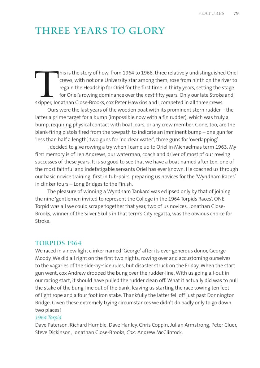 Three Years to Glory — Torpids & Eights 1965 (Oriel Record 2024, p.81)