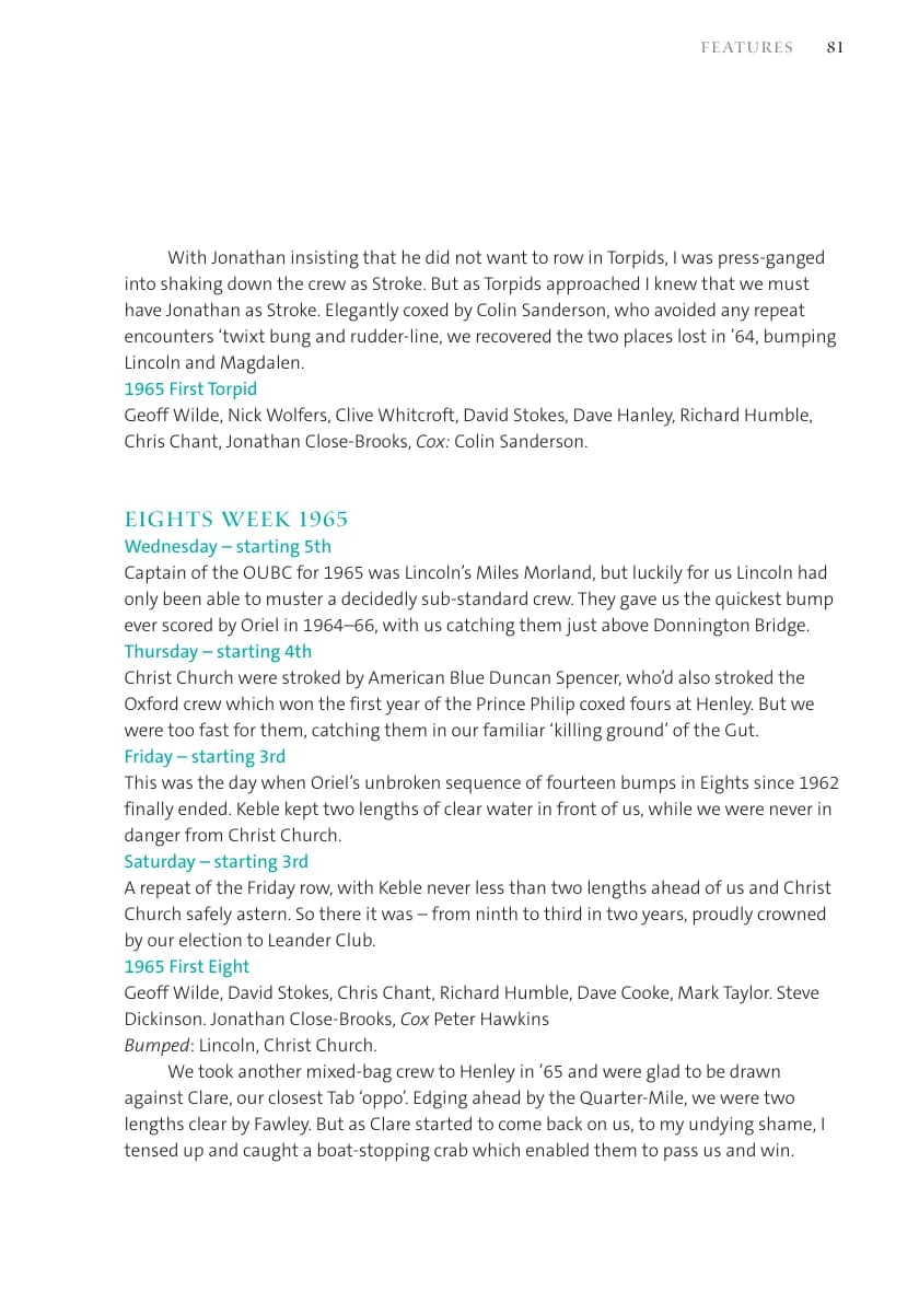 Three Years to Glory — Torpids & Eights 1966 (Oriel Record 2024, p.83)